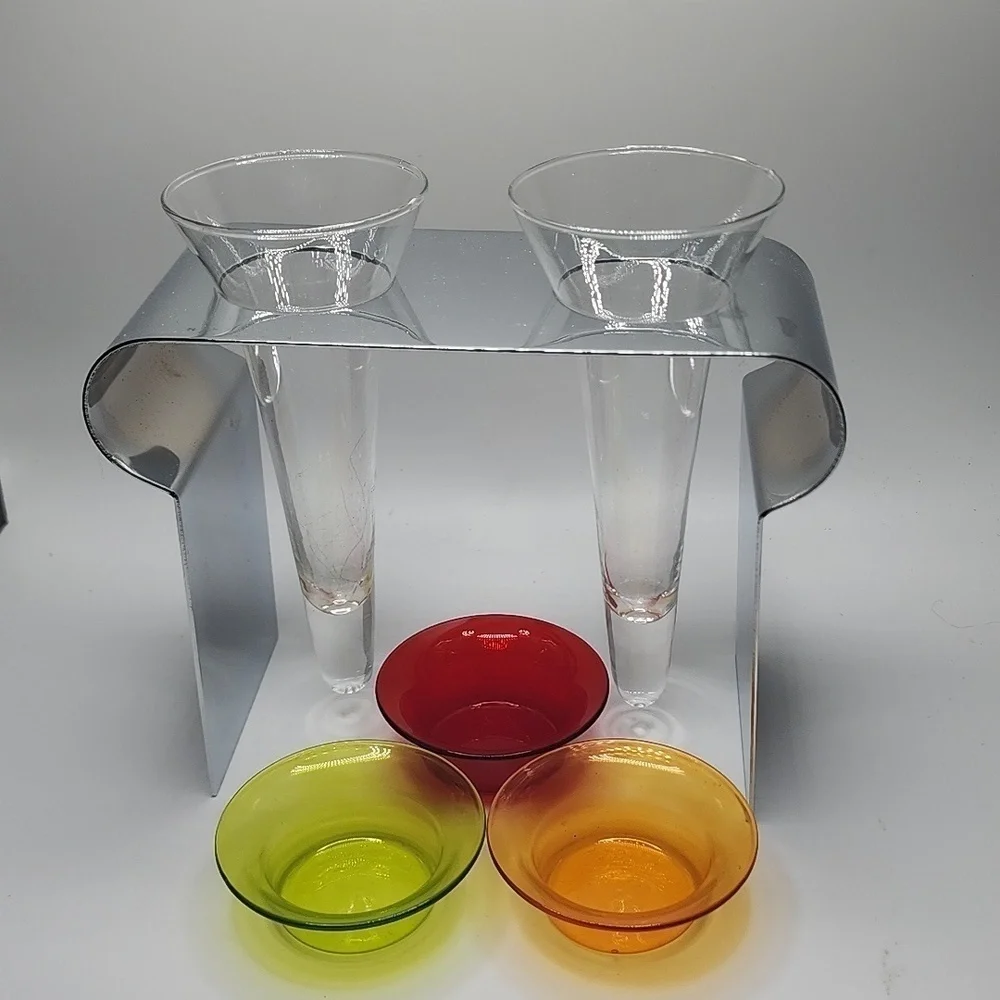 PartyLite Modern Silver Double Tealight Holder P8443 Candle stand - Picture 2 of 8
